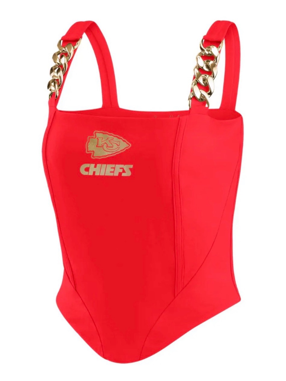NWT WEAR by Erin Andrews  x Gracie Hunt Kansas City Chiefs Chain Link Corset Top